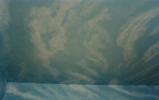 A sky scene created on a childs bedroom ceiling.