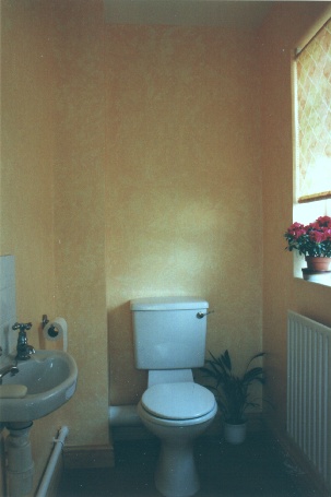 Warm yellow over a white basecoat on WC walls