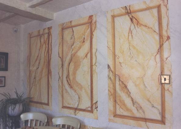 Sienna   Panels on kitchen wall.